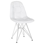 Cadeira Estofada Botonê - Branco - Metal Cromado