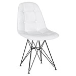 Cadeira Estofada Botonê - Branco - Metal Preto