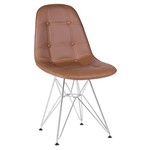 Cadeira Estofada Botonê - Marrom - Metal Cromado
