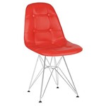 Cadeira Estofada Botonê - Vermelho - Metal Cromado