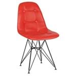 Cadeira Estofada Botonê - Vermelho - Metal Preto