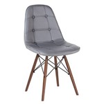 Cadeira Estofada Eames Botonê - Eiffel - Cinza Escuro - Madeira Escura