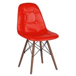 Cadeira Estofada Eames Botonê - Eiffel - Vermelho - Madeira Escura