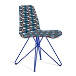 Cadeira Estofada Eames com Pés de Aço Azul - Colorido Azul