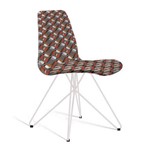 Cadeira Estofada Eames com Pés de Aço Branco - Colorido Cinza