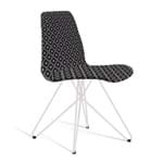 Cadeira Estofada Eames com Pés de Aço Branco - Preto/cinza