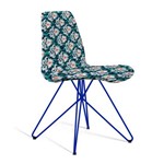 Cadeira Estofada Eames com Pés de Aço Preto - Azul/verde