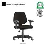 Cadeira Executiva em Couro Ecológico com Braços com Altura Regulável Base Back System- Frisokar Job 070117