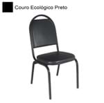 Cadeira Fixa Empilhável Couro Ecológico - MS System 680096