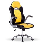 Cadeira Gamer Office Giratória com Elevação a Gás Preto Amarelo - Lym Decor