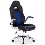Cadeira Gamer Office Giratória com Elevação a Gás Preto Azul - Lym Decor