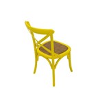 Cadeira Madeira Cor Amarela Assento Palha Trançada Acabamento Laca Trendhouse