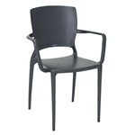 Cadeira Moderna com Braços Encosto Fechado - Tramontina Sofia - Grafite