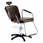 Cadeira Nix Hidráulica Reclinável para Barbeiro e Maquiagem, Marrom Tabaco - Dompel