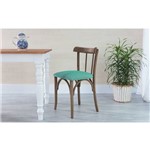 Cadeira para Cozinha Estofada Justine - Stain Nogueira - Tec.950 Azul Turquesa -