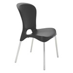 Cadeira Plastica Jolie Preta com Pernas de Aluminio Polidas