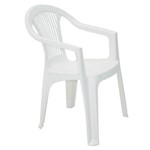 Cadeira Plastica Monobloco com Bracos Guarapari Branca