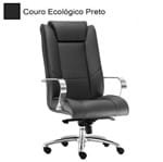 Cadeira Presidente em Couro Ecológico com Base em Alumínio - Frisokar New Ônix 070301