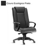 Cadeira Presidente em Couro Ecológico com Base Preta - Frisokar New Ônix 070302