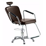 Cadeira Reclinável Alumínio para Barbeiro e Maquiagem, Marrom Tabaco - Nix Dompel
