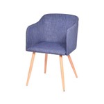 Cadeira Revestida de Assento em Linho - Jeans Azul