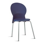Cadeira Round Fixa Pé Palito Cinza Assento Azul