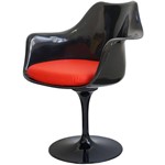Cadeira Saarinen Preta com Braco (Almofada Vermelha) -15052