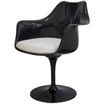 Cadeira Saarinen Preto com Braco (Almofada Branca) - 15050