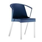 Cadeira Shine 4 Pés Alumínio com Braço Azul