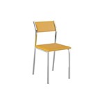 Cadeiras Carraro 1709 (2 Unidades) - Cor Cromada - Assento/Encosto Couríno Amarelo Ouro