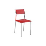 Cadeiras Carraro 1709 (2 Unidades) - Cor Cromada - Assento/Encosto Couríno Vermelho Real