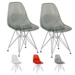 2 Cadeiras Eiffel Eames Dsr Transparente Base Cromada Várias Cores - (preta)