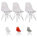 3 Cadeiras Eiffel Eames Dsr Transparente Base Cromada Várias Coress - (transparente)