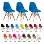 3 Cadeiras Eiffel Eames Dsw Base Madeira Várias Cores - (azul)