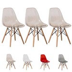 3 Cadeiras Eiffel Eames Dsw Transparente Várias Cores - (ambar)