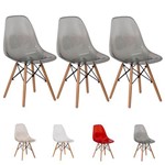 3 Cadeiras Eiffel Eames Dsw Transparente Várias Cores - (preto Translucido)