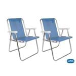 2 Cadeiras Sannet Alta Alumínio Azul Mor