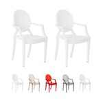 2 Cadeiras Sofia Transparente C/braço Design Inmetro - (branco Solido)