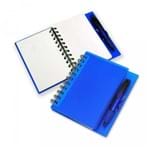 Caderneta com Capa Plástica Azul e Caneta Esferográfica