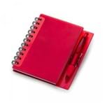 Caderneta com Capa Plástica Vermelha e Caneta Esferográfica
