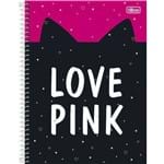Caderno Espiral Universitário 1 Matéria Love Pink 96 Folhas