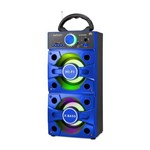 Caixa Bluetooth 12Watts Super Bass com Visor SD/USB/FM com Dois Entrada para Microfone- Cs-m245 - Exbom - Azul