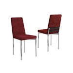 Caixa C/ 2 Cadeiras Carraro 399 - Cor Cromada/Vermelho Floral/Mad. Preto Trama