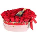 Caixa de Mini Rosas Vermelhas e Espumante Chandon Réserve Brut