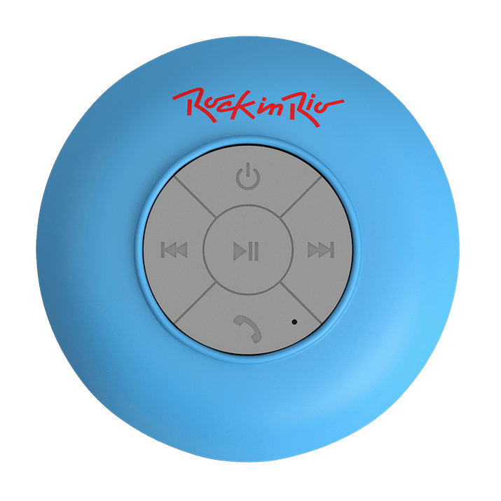 Caixa de Som Aquarius Acqua Rock In Rio Azul MTC1310, Bluetooth, Resistente à Água, Funções Multimídia e Viva-voz