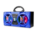 Caixa de Som Bluetooth 12Watts Super Bass com Visor SD USB FM Mini System-VC-M601BT-INFOKIT-Azul