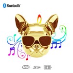 Caixa de Som Bluetooth X15 Bulldog Francês Cachorro Portátil 8w Dourada