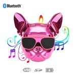 Caixa de Som Bluetooth X15 Bulldog Francês Cachorro Portátil 8w Rosa