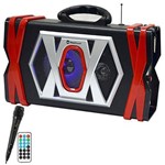 Caixa Karaokê Megasound Cx-056 5" 2500w Pmpo com Bluetooth/usb + 1 Microfone - Preto/vermelho