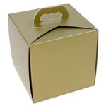 Caixa Mini Panetone com Alça / Cor Ouro (10 Unidades)